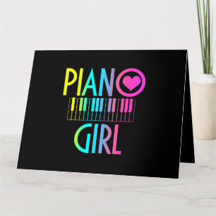 Cartão Piano Girl Funny Pianist Music Notes Musical Keybo