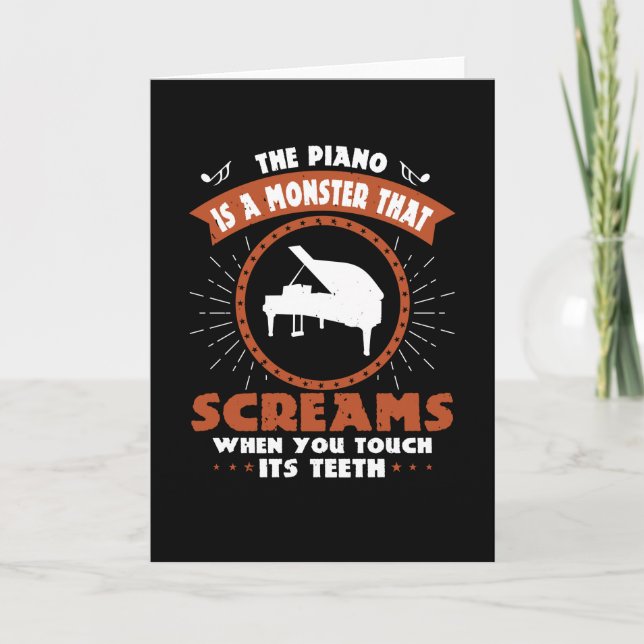 Cartão Piano - Piano É Um Monstro Com Dentes (Frente)