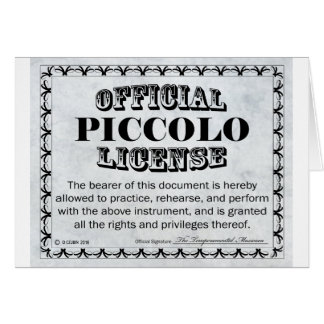 Cartão Piccolo License