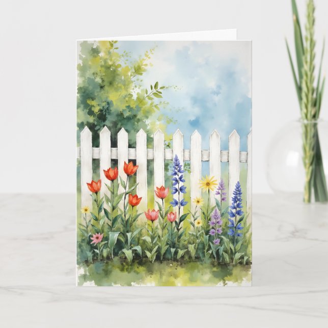Cartão Picket Fence with Flowers Sympathy (Frente)