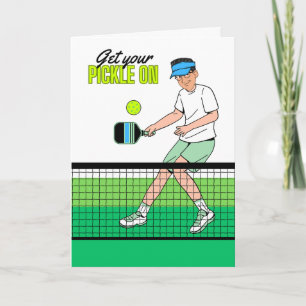 Cartão Pickleball Birthday para ele pegar seu picles