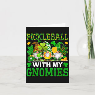 Cartão Pickleball com gnomies jogador do dia de São Patrí