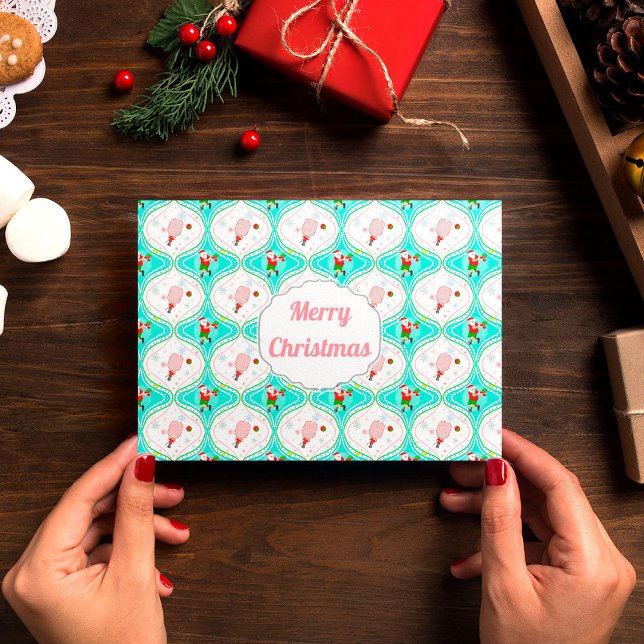 Cartão Pickleball Ogee de Natal em papais noeis (Criador carregado)