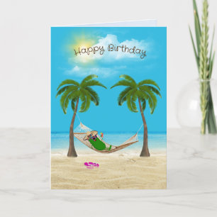 Cartão Picles em Hammock no aniversário de praia