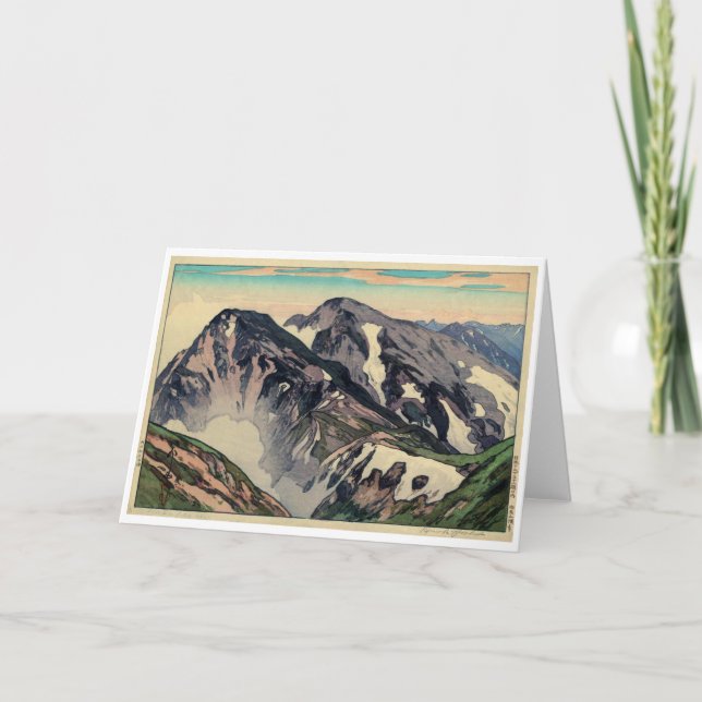 Cartão Pico de Shiroumadake, Yoshida, Woodcut (Frente)