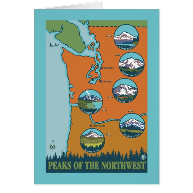 Cartão Picos do Noroeste - 5 diferentes montanhas (Frente)