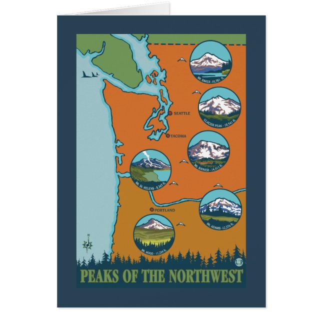 Cartão Picos do Noroeste - 5 diferentes montanhas (Frente)