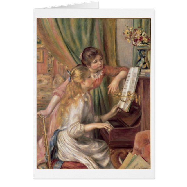 Cartão Pierre raparigas de Renoir um | no piano (Frente)