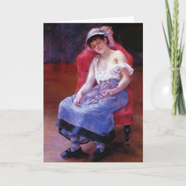 Cartão Pierre Renoir - Garota Dormindo (Garota com Gato) (Frente)