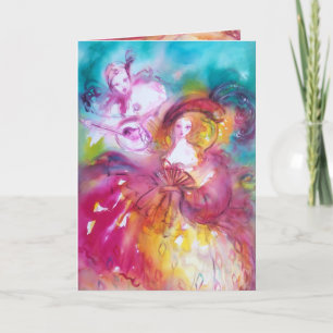 Cartão PIERROT E ARLECCHINA Aniversário Romântico