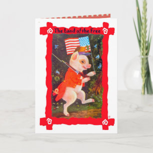 Cartão Pig as revolutionary soldier