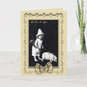 Cartão Piggy and I Vintage Photography Greetings Card