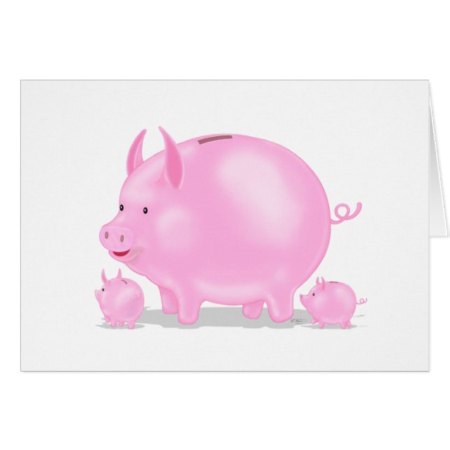 Cartão Piggy Bank com Panquetes (Frente horizontal)