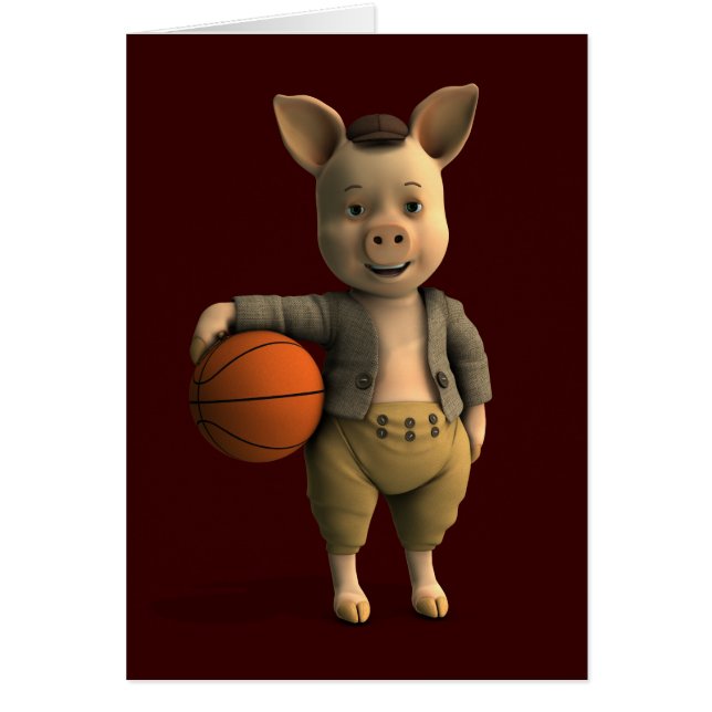 Cartão Piglet Basketballer (Frente)