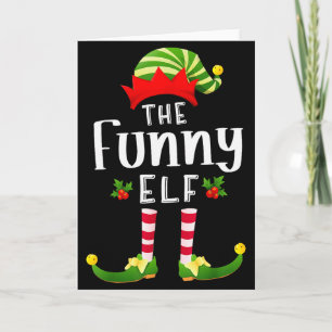 Cartão Pijama Combinando de Elfo de Natal Engraçado Festa