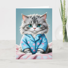 Cartão Pijama de Gato Obrigado