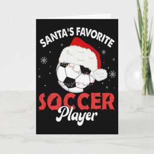 Cartão Pijama de Natal do Jogador de Futebol Favorito do