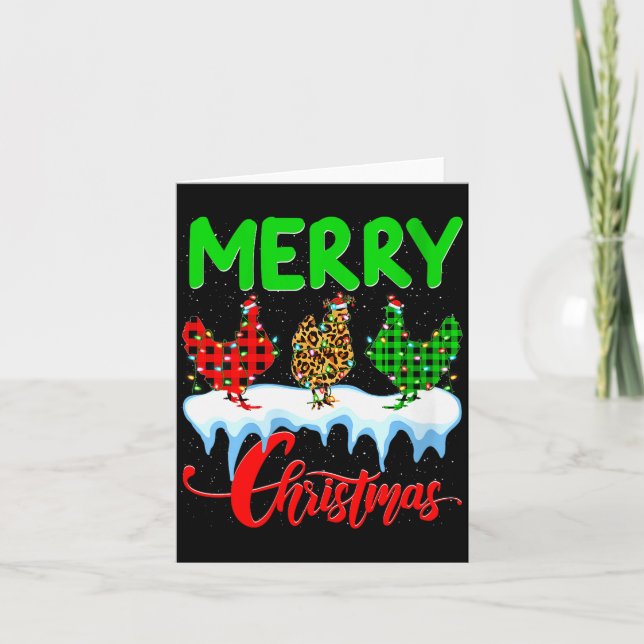Cartão Pijamas de Natal Alegre de Frango Feminino Leopard (Frente)