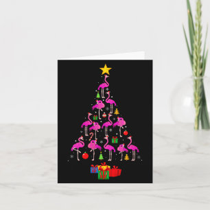 Cartão Pijamas de Natal de Flamingo Feminino com Chapéu d