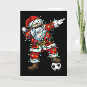 Cartão Pijamas de Natal de Futebol do Papai Noel Dabbing