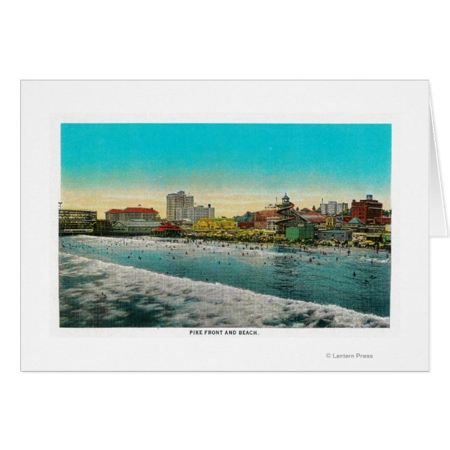 Cartão Pike Front e Long Beach, Califórnia (Frente Horizontal)