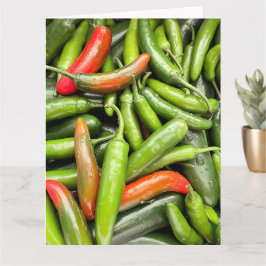 Cartão Pilha De Pimentos Espicosos Verdes