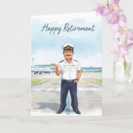 Cartão Pilot Retirement with airport background
