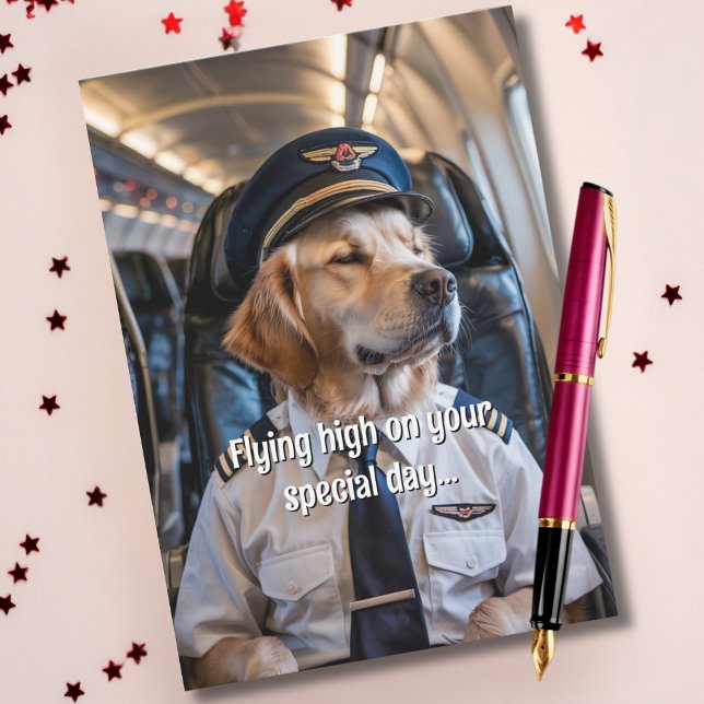 Cartão Piloto de cães e avião, Legal Funny Aviation Anive (Criador carregado)