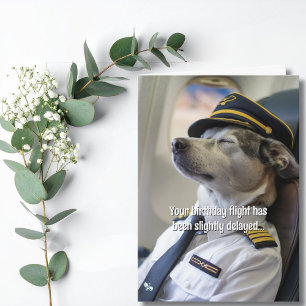 Cartão Piloto de Companhia Aérea Canino Avião Engraçado A