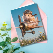 Piloto de Hamster de Aniversário Engraçado e Aviad