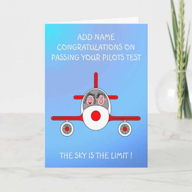 Cartão Piloto feliz passou no teste (Frente)