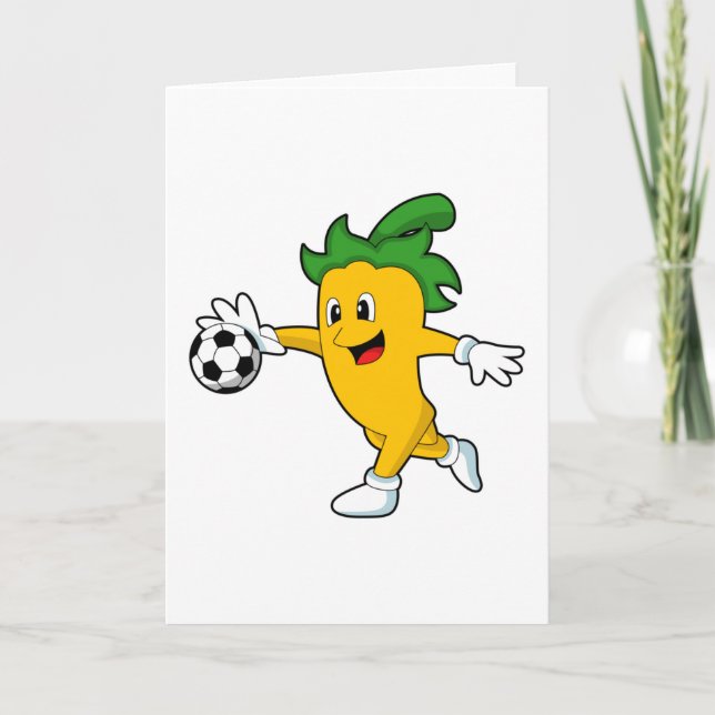 Cartão Pimenta Vegana como Jogador de Futebol com Futebol (Frente)