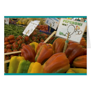 Cartão Pimentões no mercado de Rialto, Veneza, Itália.