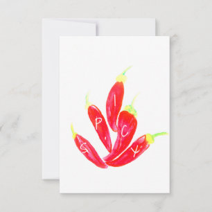 Cartão Pimentões Vermelhos Aquarela Pintada à Mão