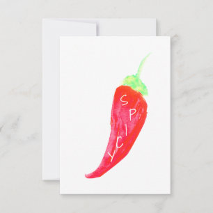 Cartão Pimentões Vermelhos Chili Pintados à Mão em Aquare