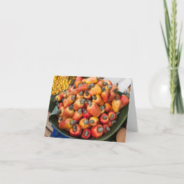 Cartão Pimentos vermelhos laranja no mercado de produtos