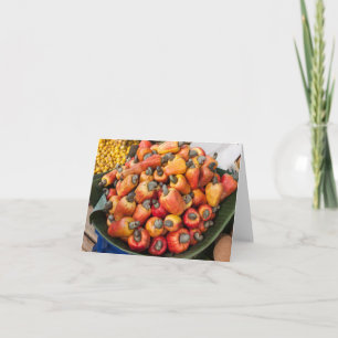 Cartão Pimentos vermelhos laranja no mercado de produtos