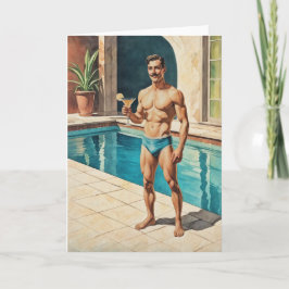 Cartão Pin-up Masculino Vintage Zaddy | Hunk Retro à Beir