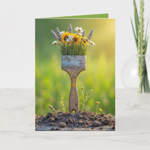 Cartão Pincel com flores silvestres