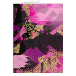 Cartão Pincel Moderno Glitter Preto Dourado Glam Grunge