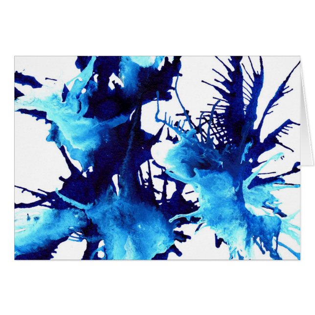 Cartão Pincelada abstrata de aquarela azul (Frente Horizontal)
