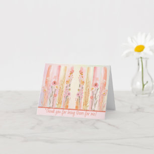 Cartão Pinceladas Florais em Aquarela Rosa