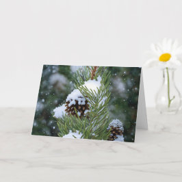 Cartão Pine Cone no Natal da Arte da Neve