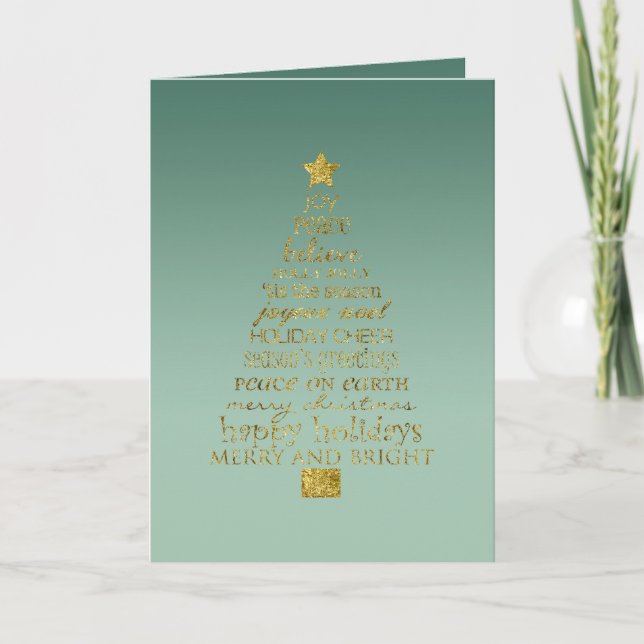 Cartão Pine Green Gold Inspirational Christmas Tree   (Frente)