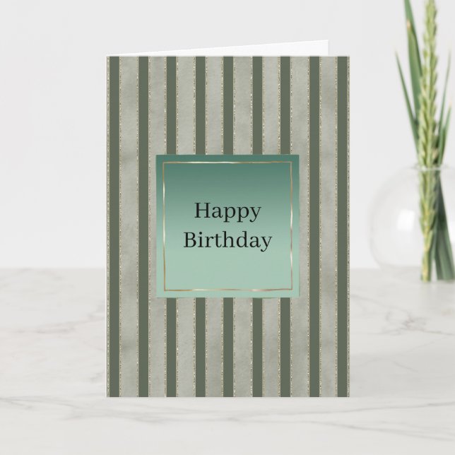 Cartão Pine Green Stripes Stripes Birthday (Frente)