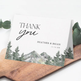 Cartão Pine Tree Forest Theme Weding Obrigado