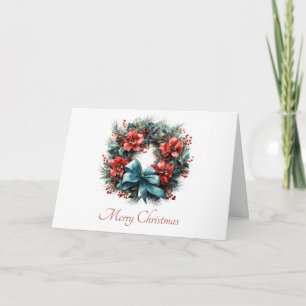 Cartão Pine Wreath com Holly Christmas