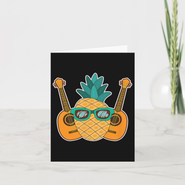 Cartão Pineapple Aloha Beaches Hawaii Ukulele Gift - Guit (Frente)