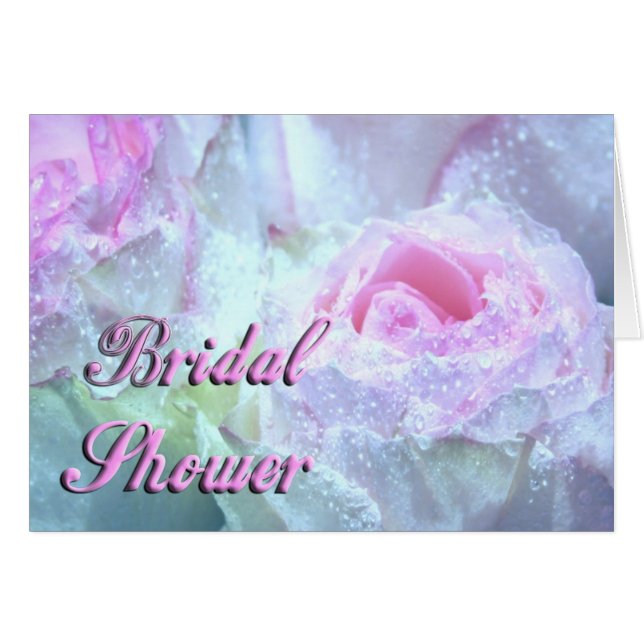 Cartão Pingos de chuva no rosa Pastel, branco, rosa (Frente Horizontal)