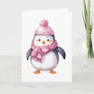 Cartão Pinguim Aquarela